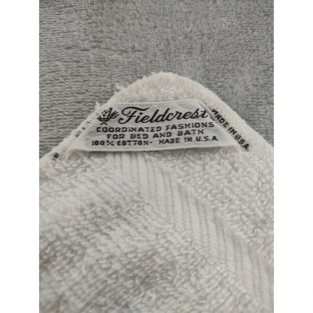 Vintage Fieldcrest Embroidered Floral Towel Set 6pc Cotton Cream Made in USA